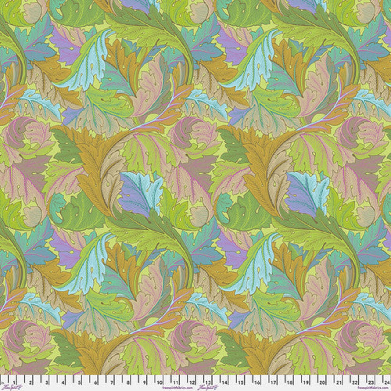 Fabric FreeSpirit Jade Acanthus Kaffe x Morris & Co. by the Quarter Yard PWKW006.JADE